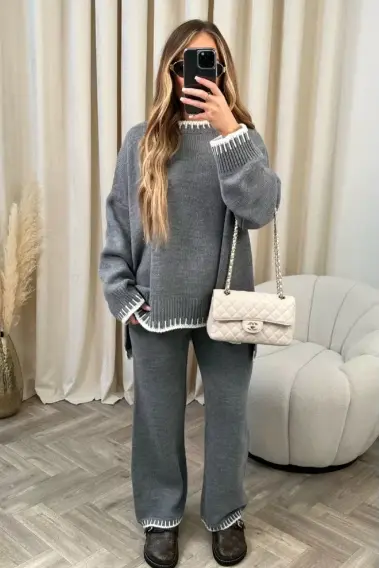 Ensemble de pantalons pour femmes couleur uni décontracté ample