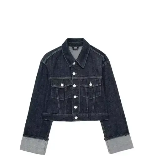 Vestes en denim à simple boutonnage pour femmes avec poches